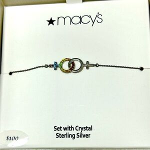 Macy's Sterling Silver Bracelet with Crystal Details